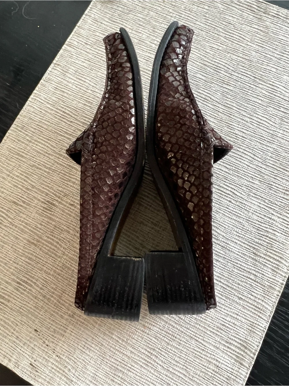 Stuart Weitzman women animal snake Embossed Loafers  Mile in Deep Brown